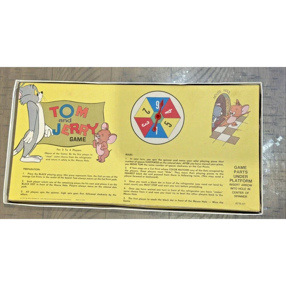 Vintage Tom and Jerry Board Game Milton Bradley 1968 Classic Cartoon Complete